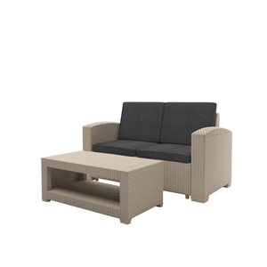 CorLiving All-Weather Loveseat Patio Set - Beige/Dark Grey - 2-piece
