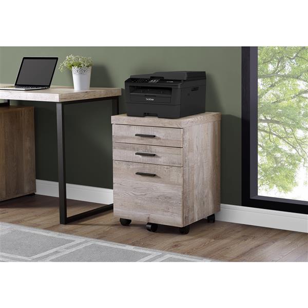 Monarch Reclaimed Wood Filing Cabinet - 3 Drawers - Taupe