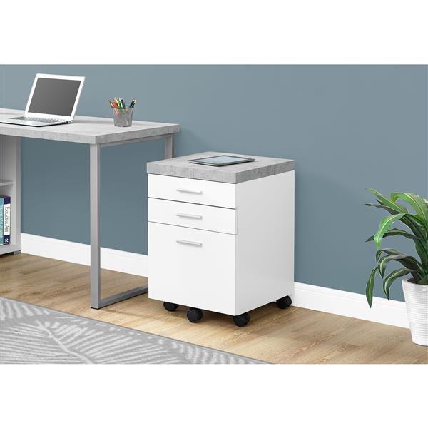 Monarch Wood Filing Cabinet - 3 Drawers - White