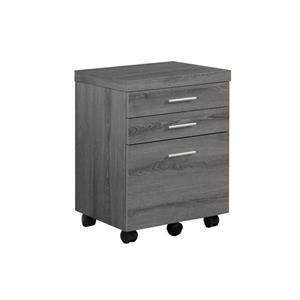 Monarch Wood Filing Cabinet - 3 Drawers - Dark Taupe
