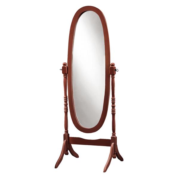 Monarch Specialties Oval Standing Mirror With Wood Frame 59 In Walnut Rona Monarch Specialties Oval, Oval Wooden Mirror On Stand