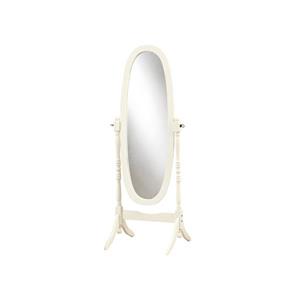 Miroir ovale avec cadre en bois, 59", blanc antique