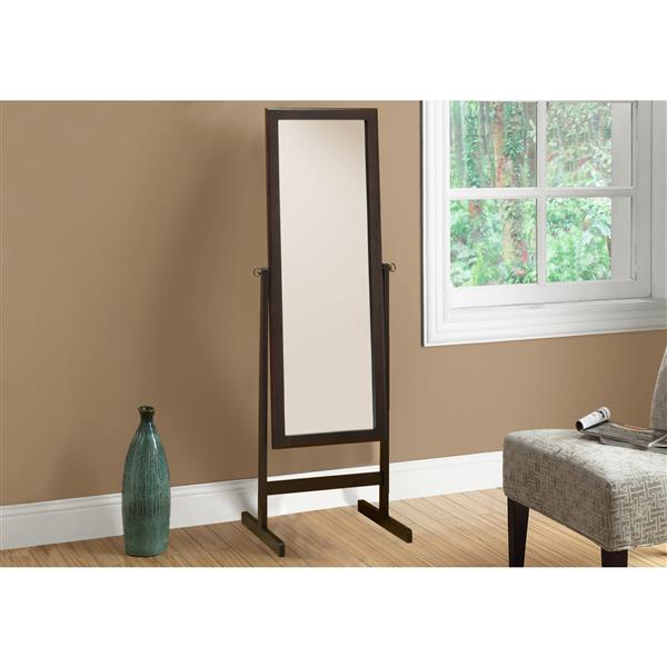 Monarch Oval Standing Mirror with Wood Frame - 60-in - Cappuccino