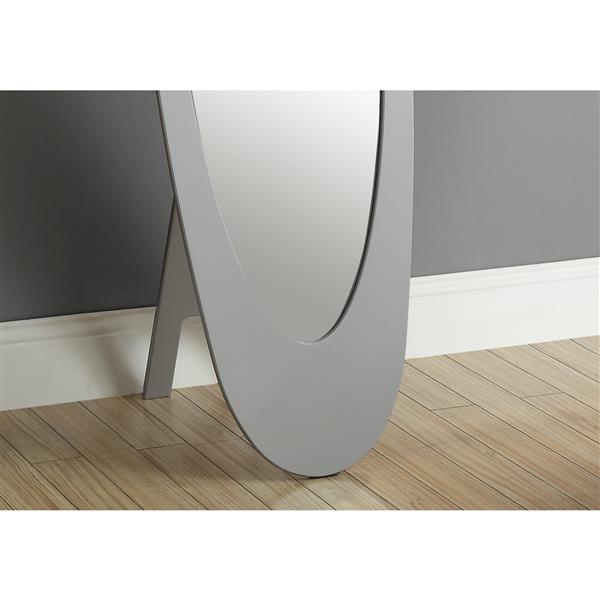 Miroir ovale avec cadre en bois, 59 po, gris