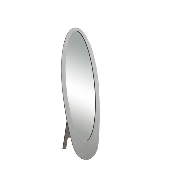 Miroir ovale avec cadre en bois, 59 po, gris