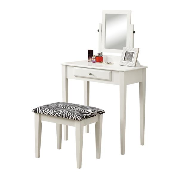 Monarch Specialties Monarch Makeup Vanity Set 2 Pieces White Zebra Rona