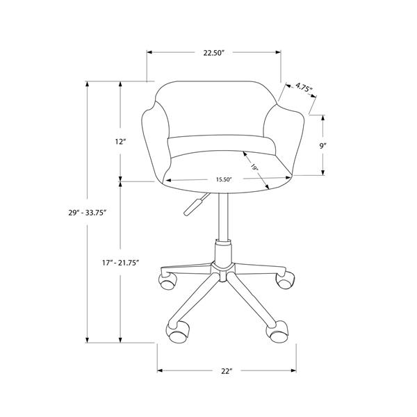 Chaise de bureau en faux cuir, noir