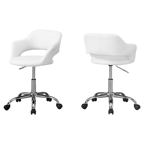 Monarch Specialties Faux, White Faux Leather Desk Chair