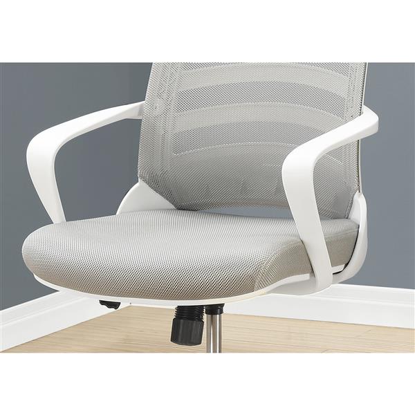 Chaise de bureau en filet contemporain, blanc/gris