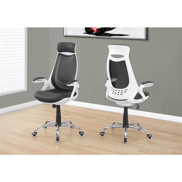 Monarch Contemporary Mesh Office Chair - White/Grey