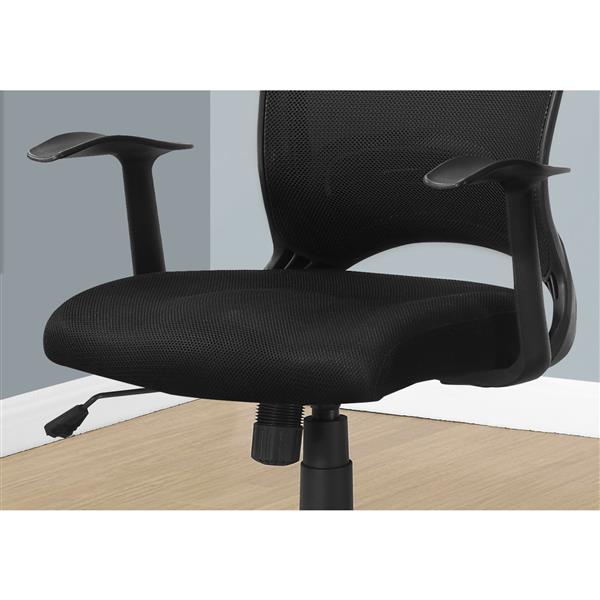 Chaise de bureau en filet contemporain, noir