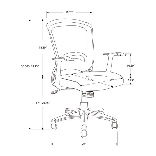 Chaise de bureau en filet contemporain, noir