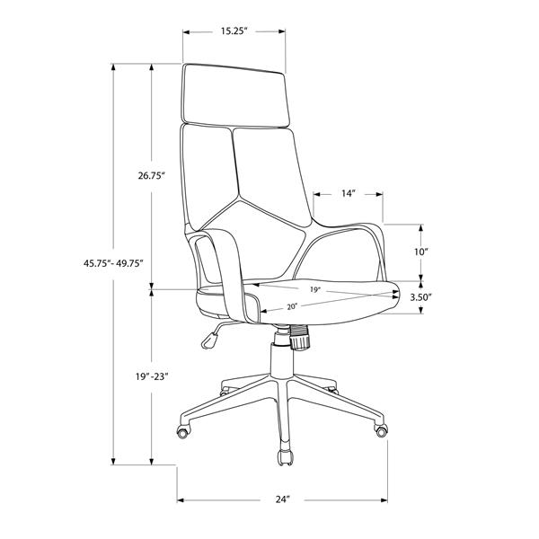 Chaise de bureau en tissu contemporain, blanc/gris