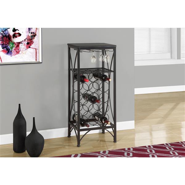 Monarch Wine Rack Holds up 15 bottles - 40-in - Black