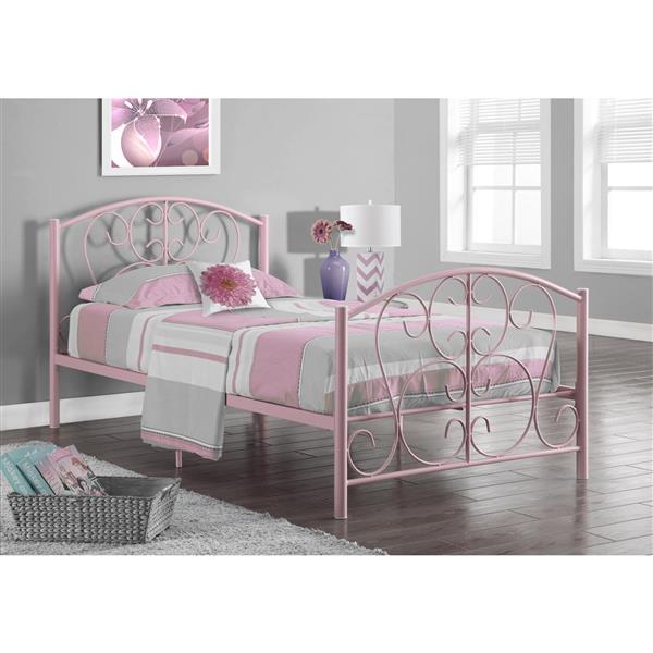 Monarch Specialties Bed Frame, Pink Twin Bed Frame