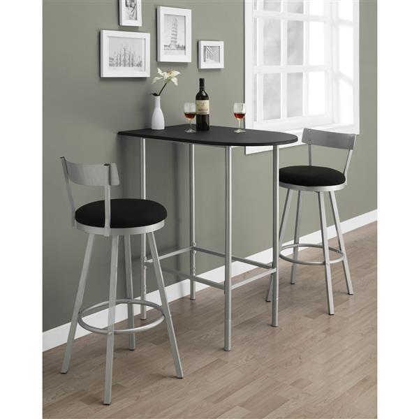 Monarch Home Bar - 24-in x 36-in - Black/Metal