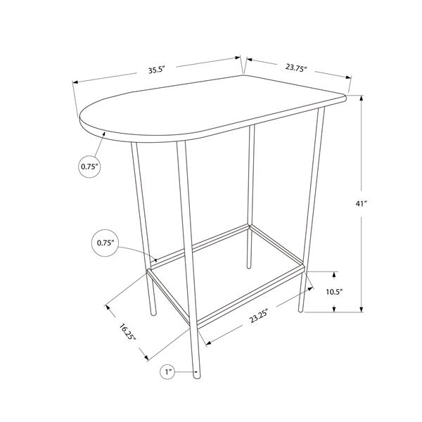 Monarch Home Bar - 24-in x 36-in - Black/Metal