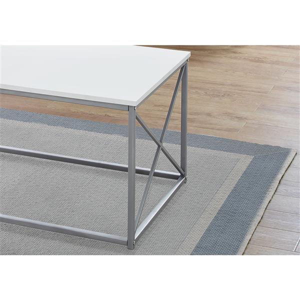 Ensemble de tables en métal, 3 mcx, blanc/argent