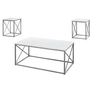 Monarch Metal Table Set - 3 Pieces - White/Silver