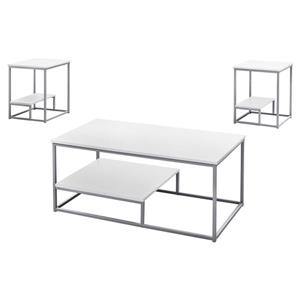 Monarch Metal Table Set - 3 Pieces - White/Silver