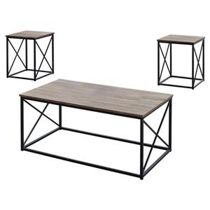 Monarch Metal Table Set - 3 Pieces - Dark Taupe/Black