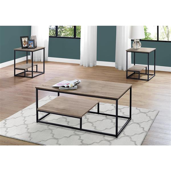 Monarch Metal Table Set - 3 Pieces - Dark Taupe/Black