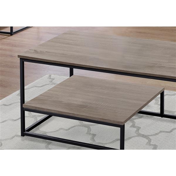 Monarch Metal Table Set - 3 Pieces - Dark Taupe/Black