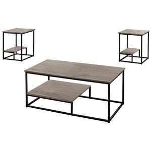 Ensemble de tables en métal, 3 mcx, taupe foncé/noir