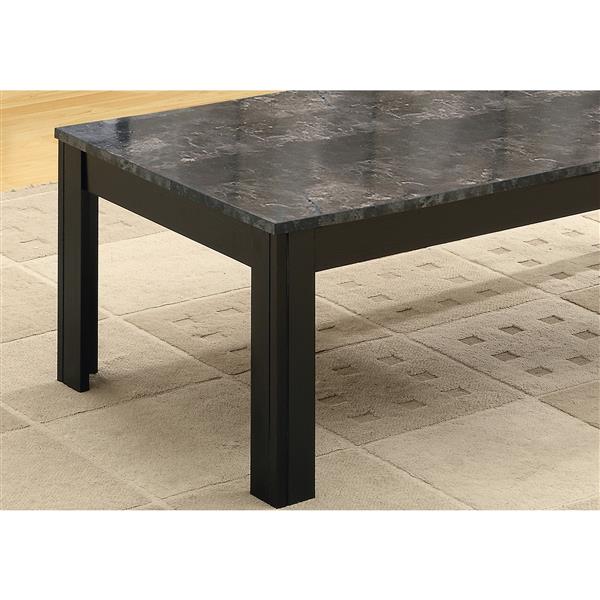 Monarch Metal Table Set - 3 Pieces - Black/Grey Marble