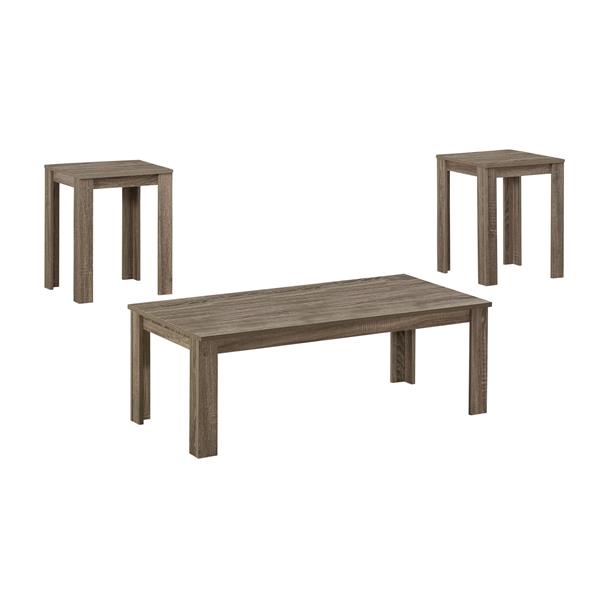 Ensemble de tables en bois, 3 mcx, taupe foncé