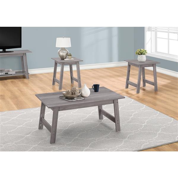 Monarch Wood Table Set - 3 Pieces - Grey