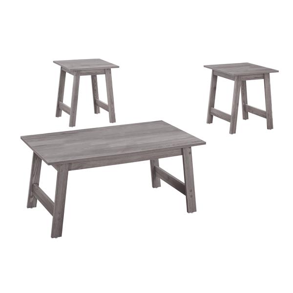 Monarch Wood Table Set - 3 Pieces - Grey