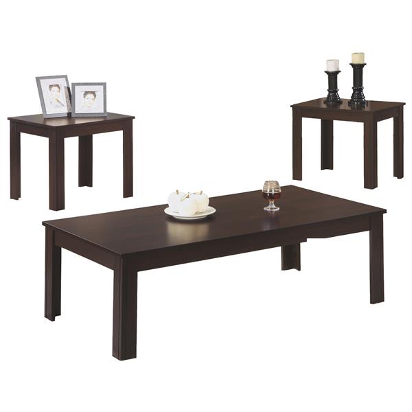 Monarch Wood Table Set - 3 Pieces - Cappuccino