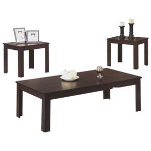 Monarch Wood Table Set - 3 Pieces - Cappuccino