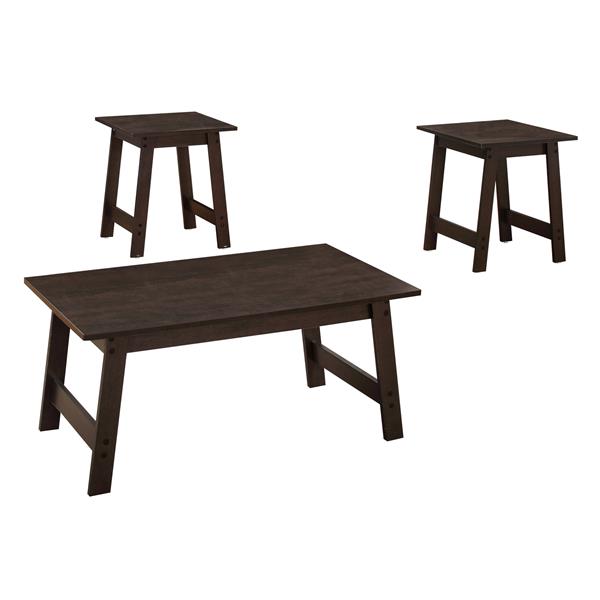 Ensemble de tables en bois, 3 mcx, cappuccino