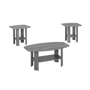 Ensemble de tables en bois, 3 mcx, gris