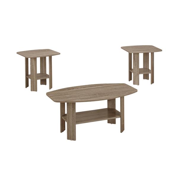 Monarch Wood Table Set - 3 Pieces - Dark Taupe