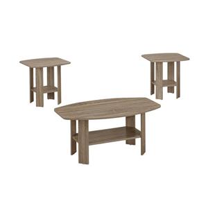 Ensemble de tables en bois, 3 mcx, taupe foncé