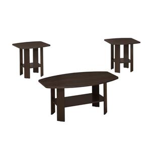 Monarch Wood Table Set - 3 Pieces - Cappuccino