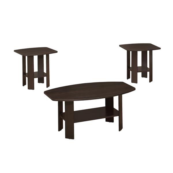 Ensemble de tables en bois, 3 mcx, cappuccino