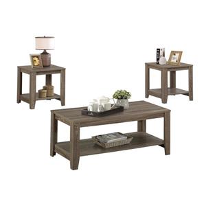 Ensemble de tables en bois, 3 mcx, taupe foncé