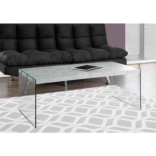 Monarch Rectangular Glass Coffee Table - 44-in - Grey