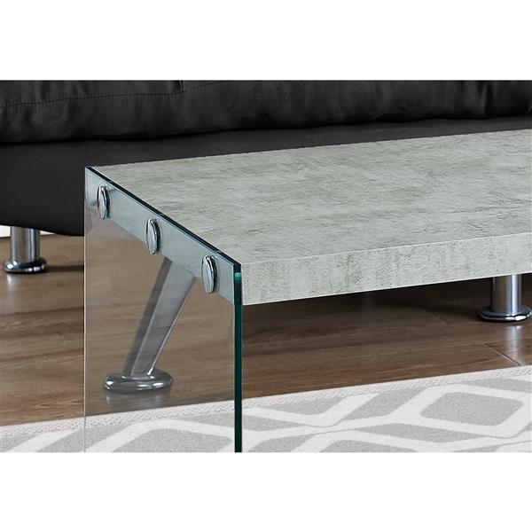 Table basse rectangulaire en verre, 44 po, gris