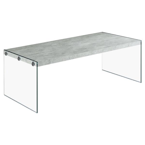 Table basse rectangulaire en verre, 44 po, gris