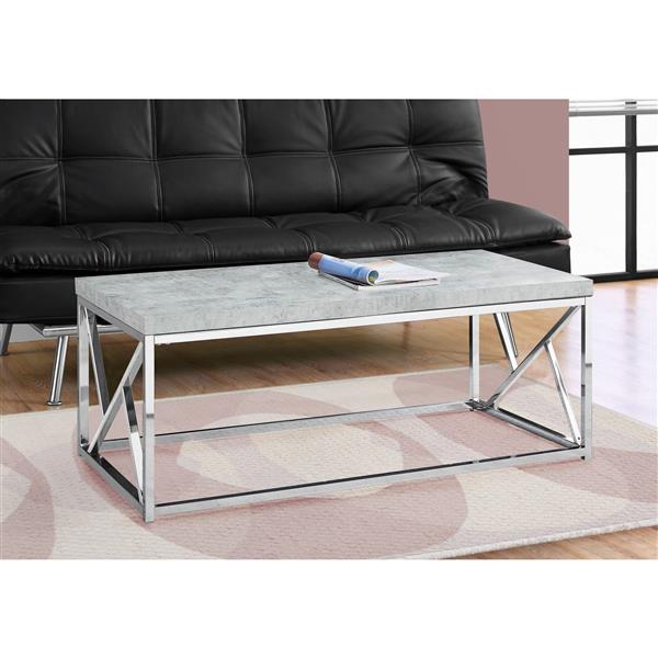 Monarch Rectangular Coffee Table - 47-in - Grey/Chrome