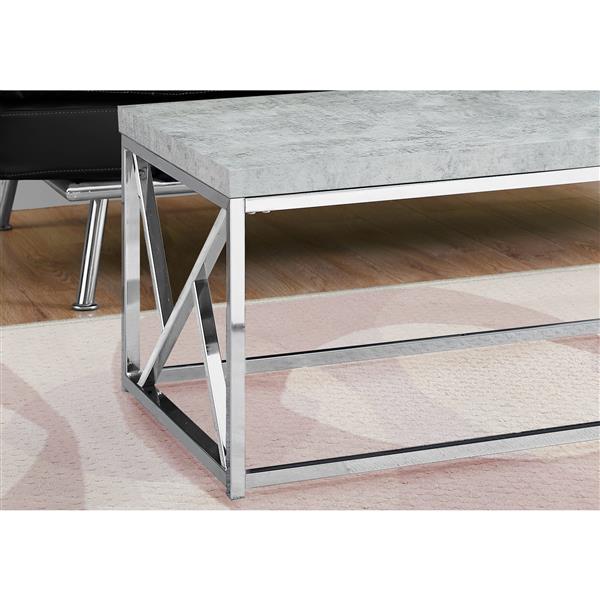 Monarch Rectangular Coffee Table - 47-in - Grey/Chrome