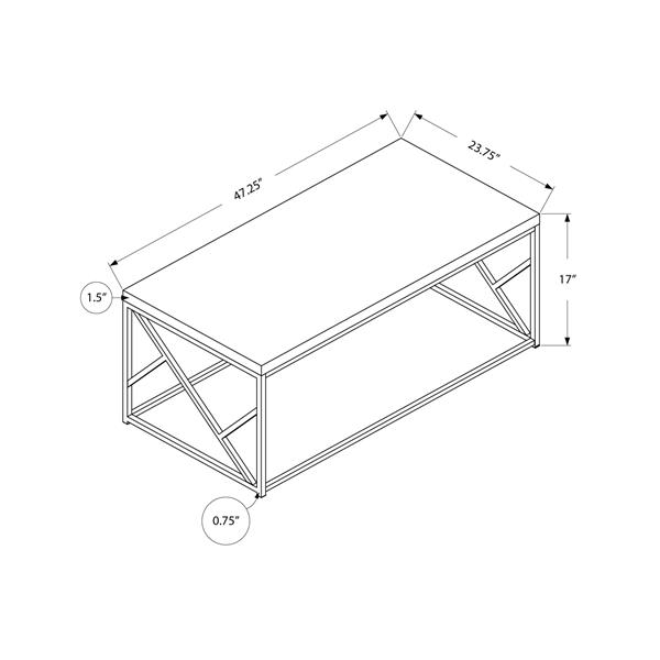 Monarch Rectangular Coffee Table - 47-in - Grey/Chrome