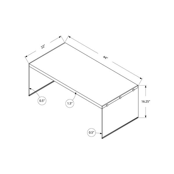 Table basse rectangulaire en verre, 44", blanc