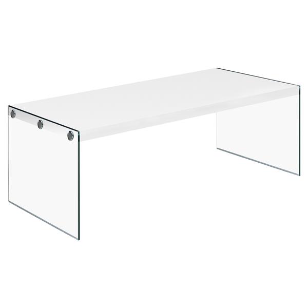 Table basse rectangulaire en verre, 44", blanc