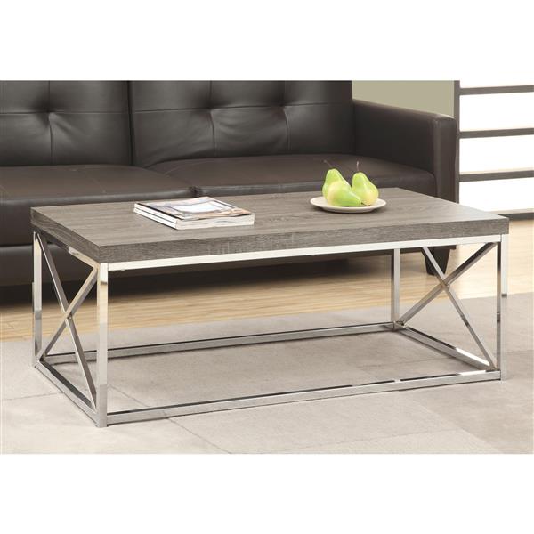 Monarch Rectangular Coffee Table - 44-in - Taupe/Chrome
